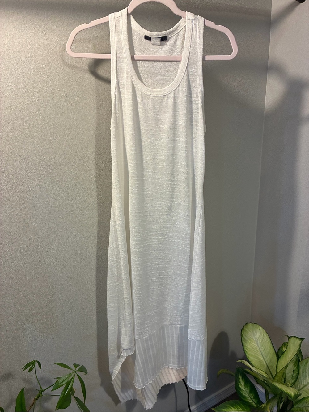 Blue Tassel Sheer White Sleeveless Tunic Tank Size Medium